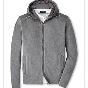 Peter Millar Holdridge Hybrid Full-Zip Cardigan Hoodie Gale Grey - XLarge
